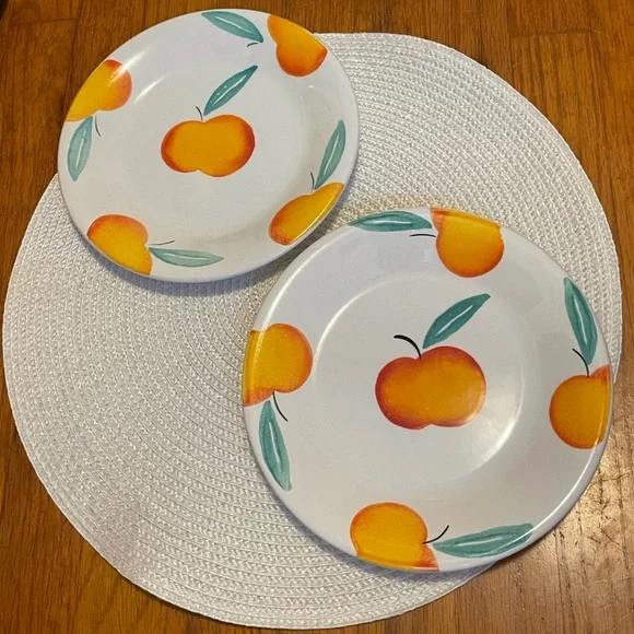 Pier 1 Italian Handpainted Peach Dinner Plates - Picture 2 of 4